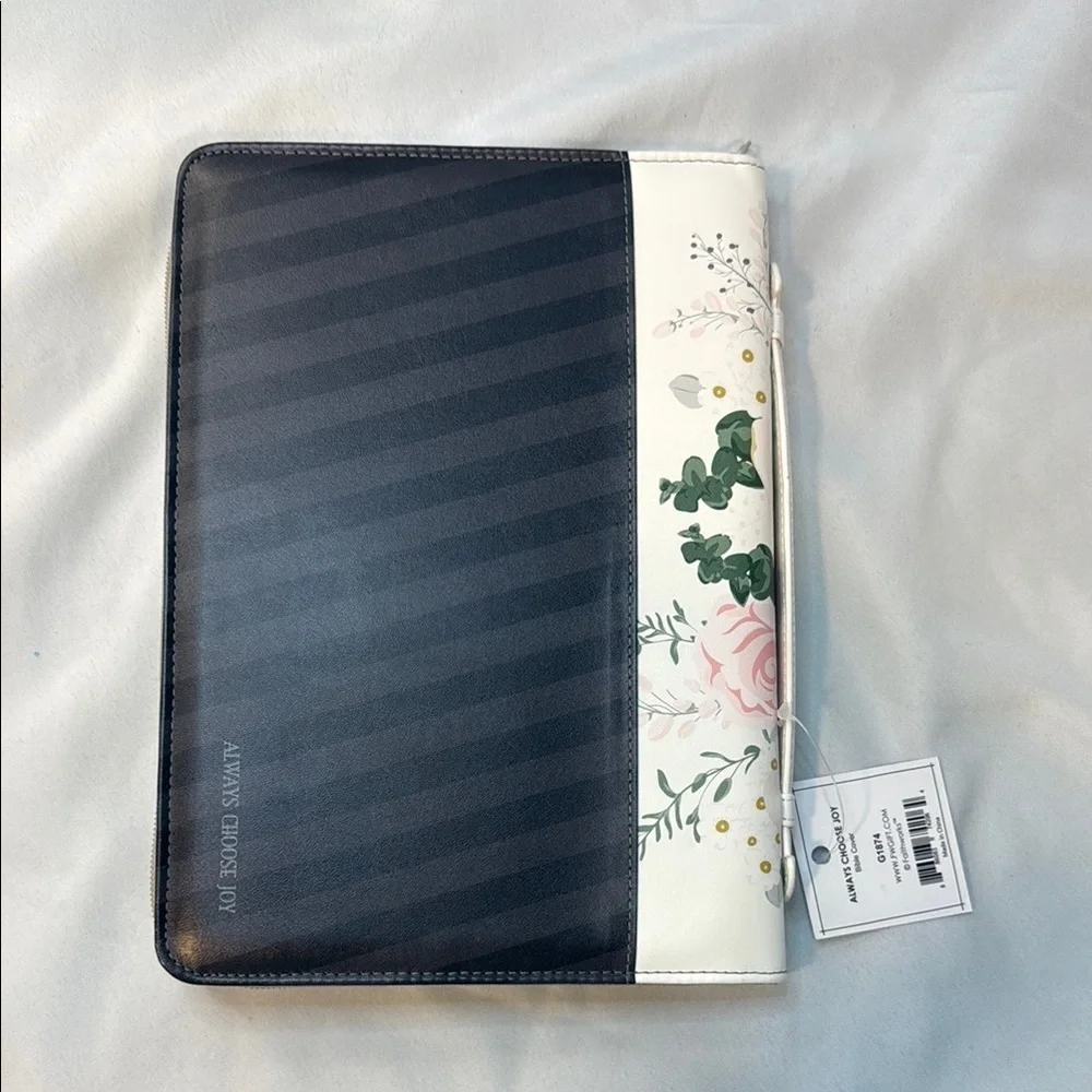 Floral Bible Cover Case with Handle, Zipper, “Always Choose Joy” on back, BNWT